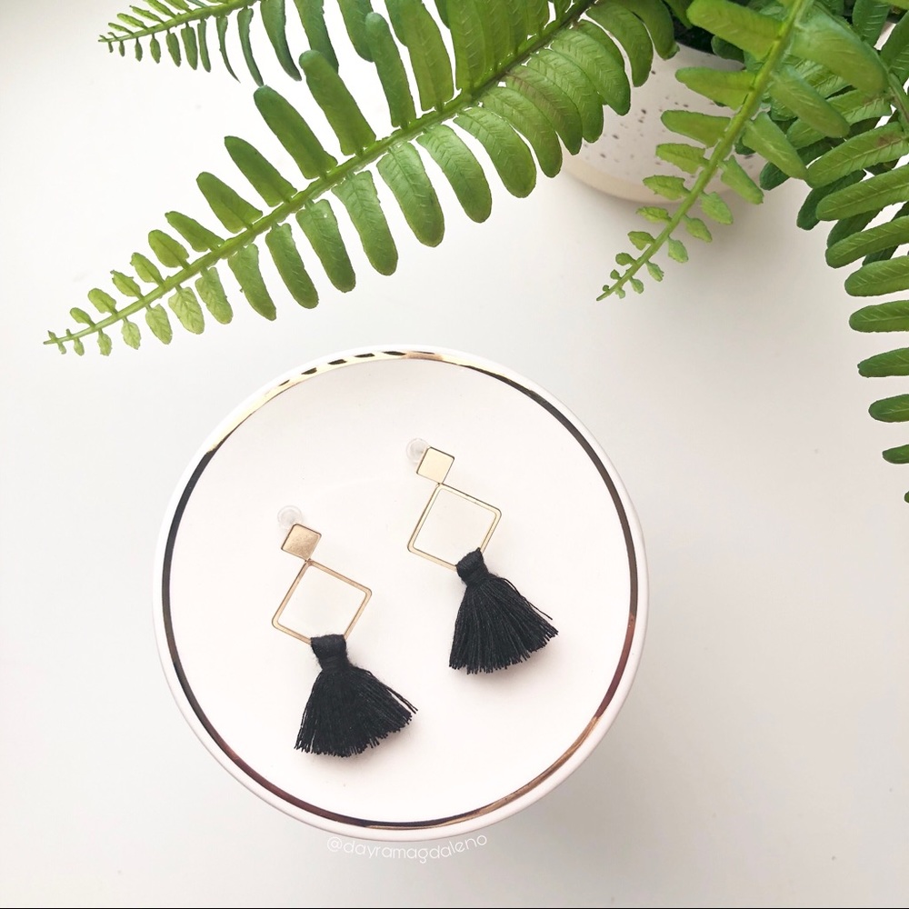 Gold Geometric Tasseled Earrings